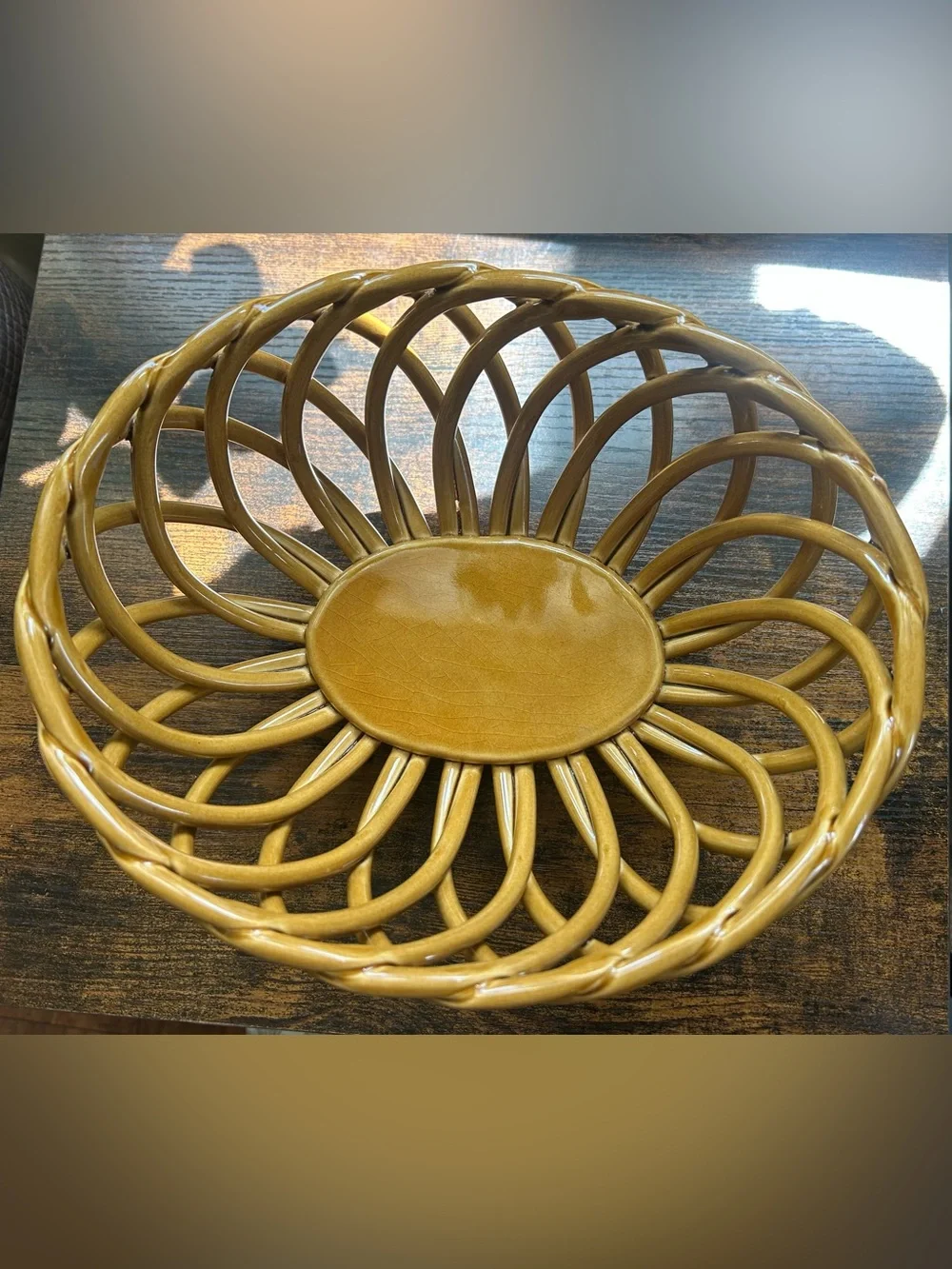 Eucalyptus Stoneware Vintage Woven Ceramic Basket Bowl Del Mar CA